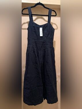 The Drop Black Strapless A-Line Dress Linen Size Small New